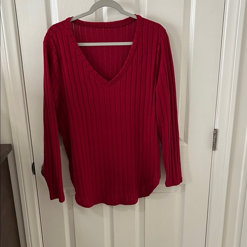 SHEIN Women’s Red V-Neck Sweater, Size 0XL, NWOT